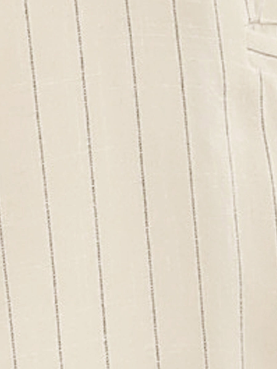 Striped Notched Collar Single Button Office Blazer