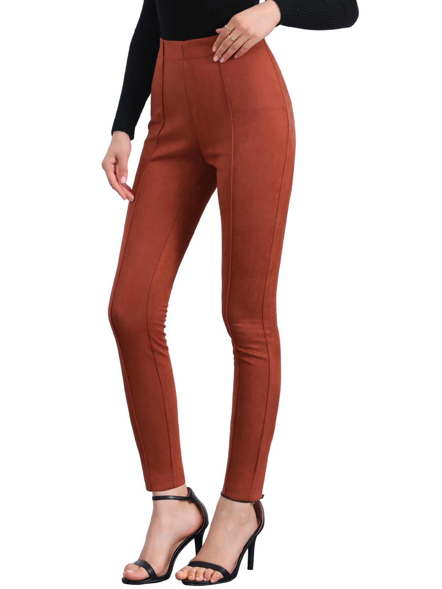 Womens' Velvet Elastic Waist Side Zipper Narrow Leg Skinny Casual Pants