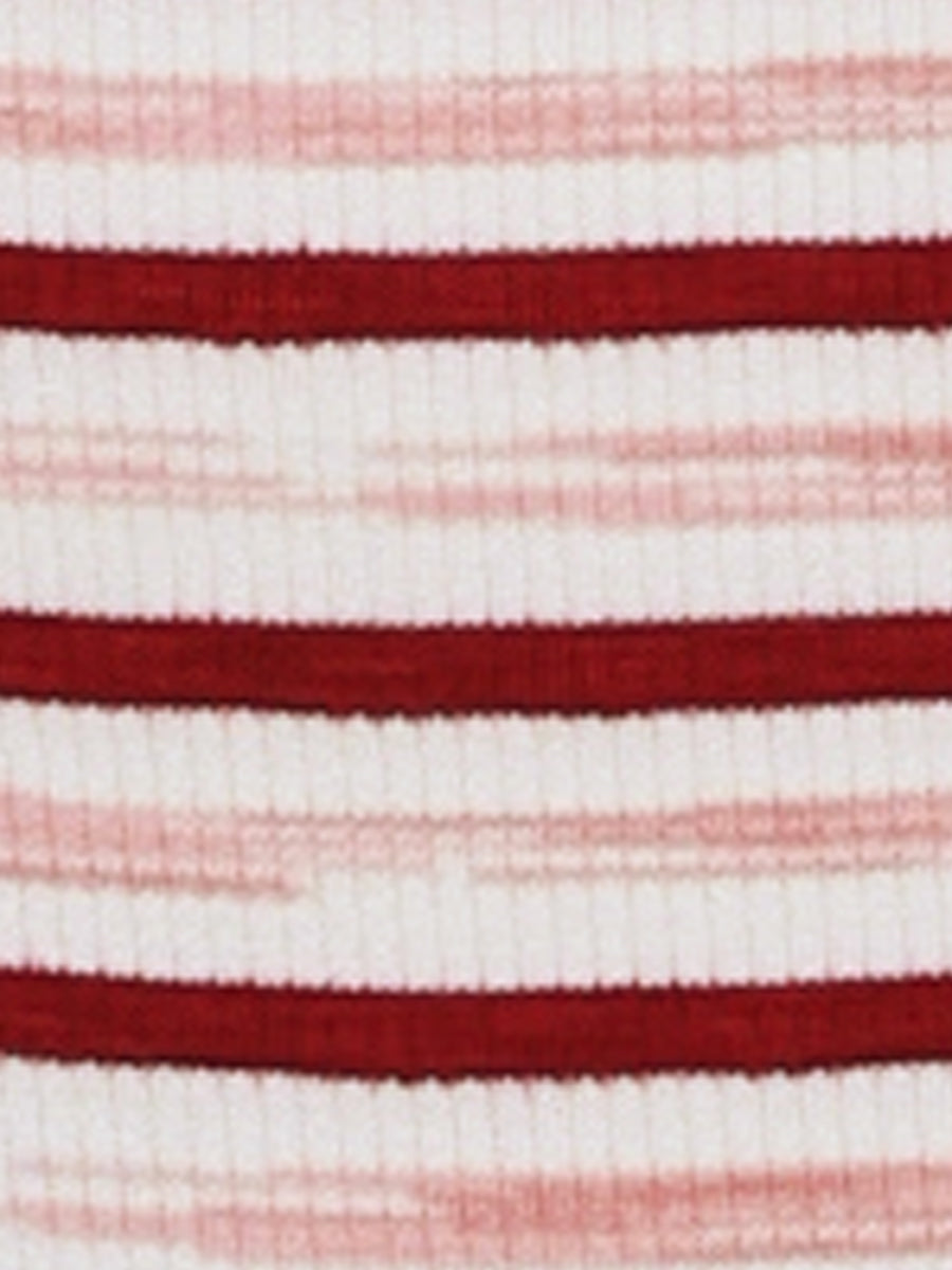 Stripe Sweetheart Neck Short Sleeve Bodysuit Tops