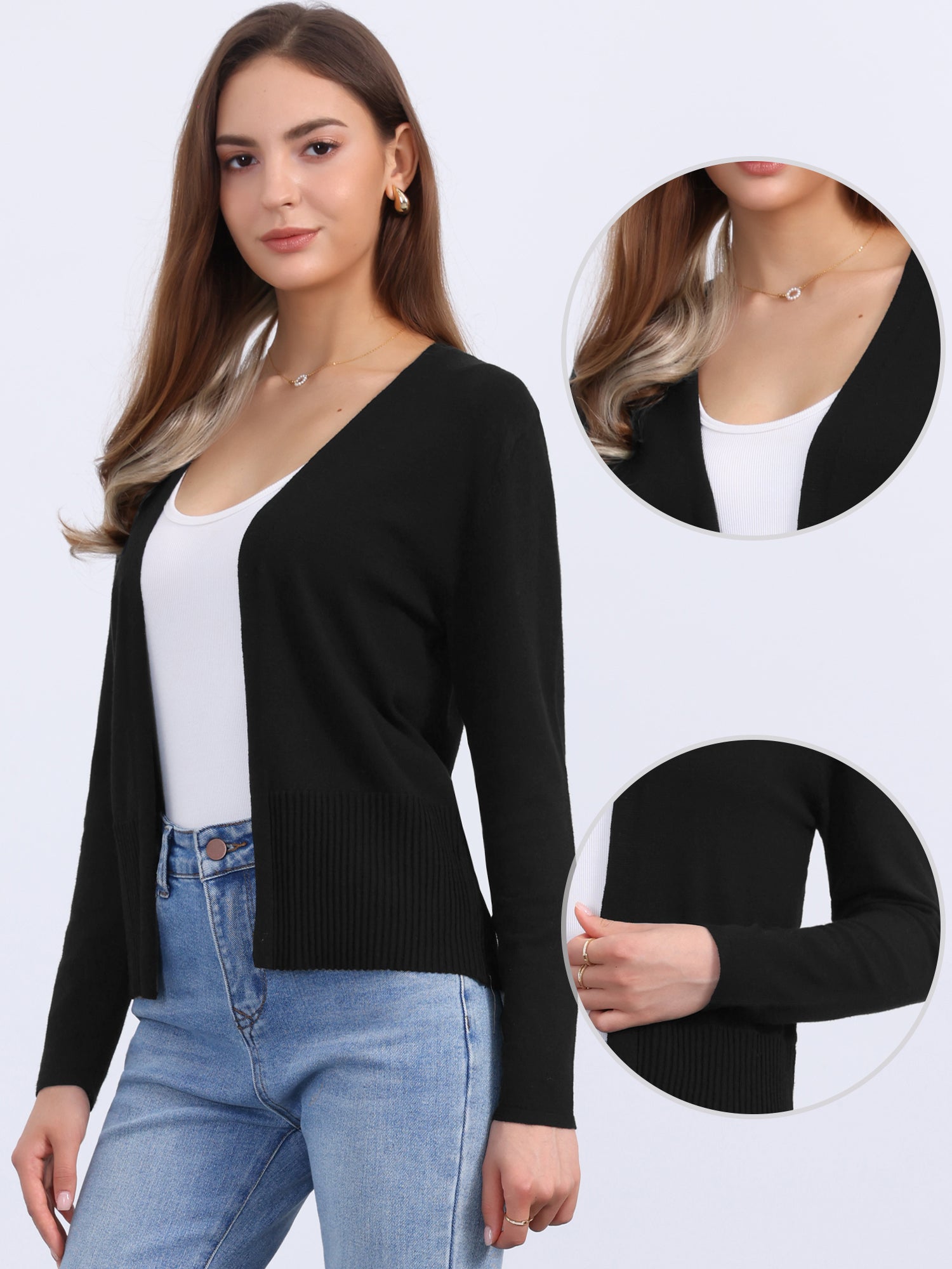 Casual Open Front Long Sleeve Knitted Cardigan
