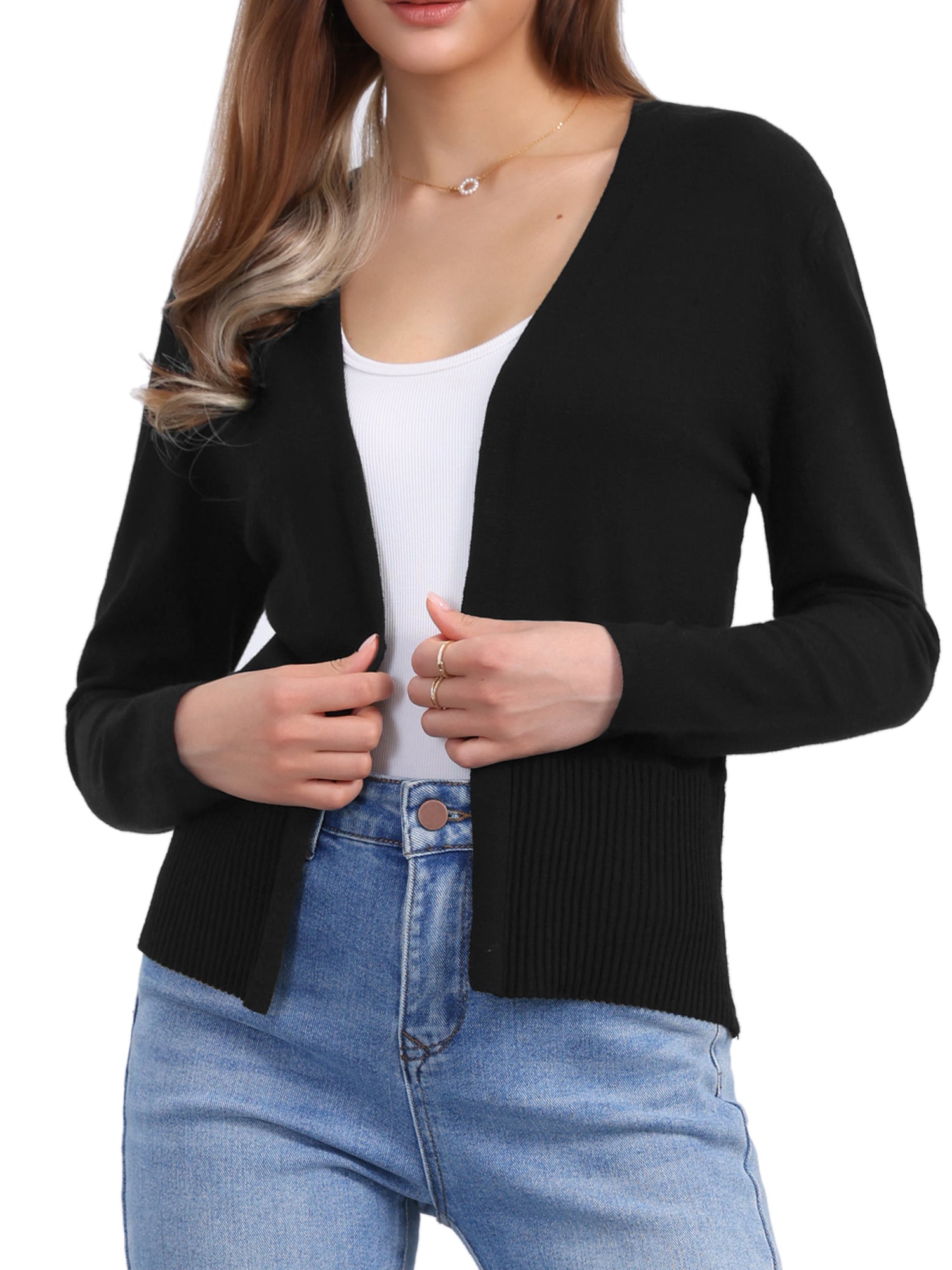 Casual Open Front Long Sleeve Knitted Cardigan