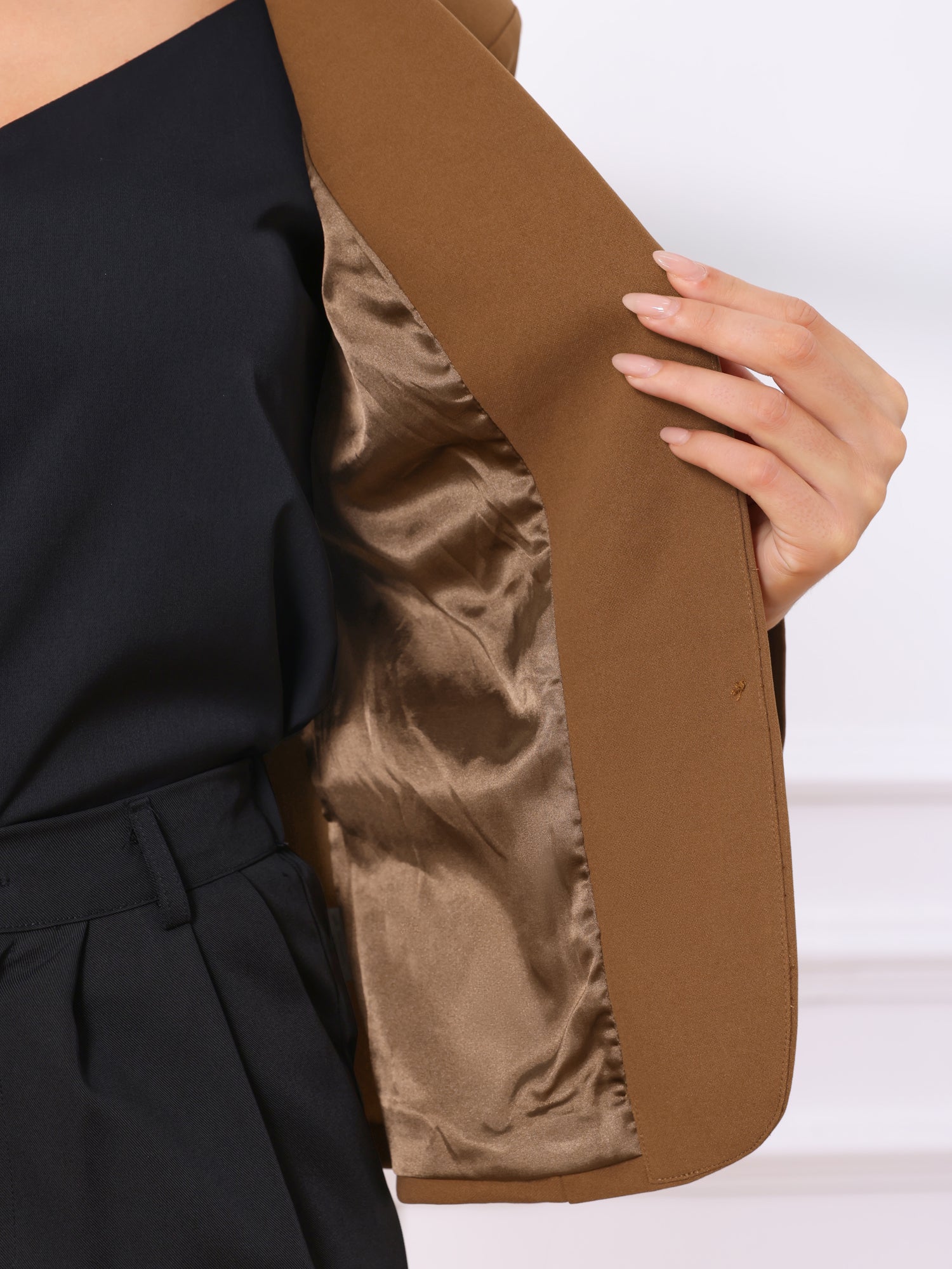 Stretch Notched Lapel Collar Work Office Jacket Blazer