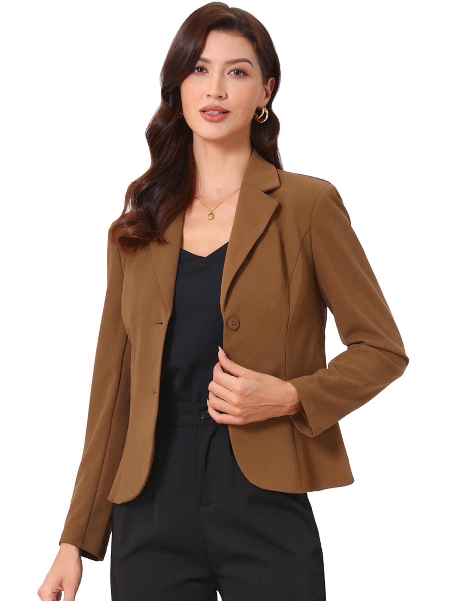 Stretch Notched Lapel Collar Work Office Jacket Blazer