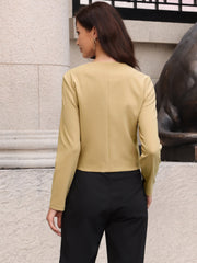 Button Down Collarless Long Sleeve Work Jacket