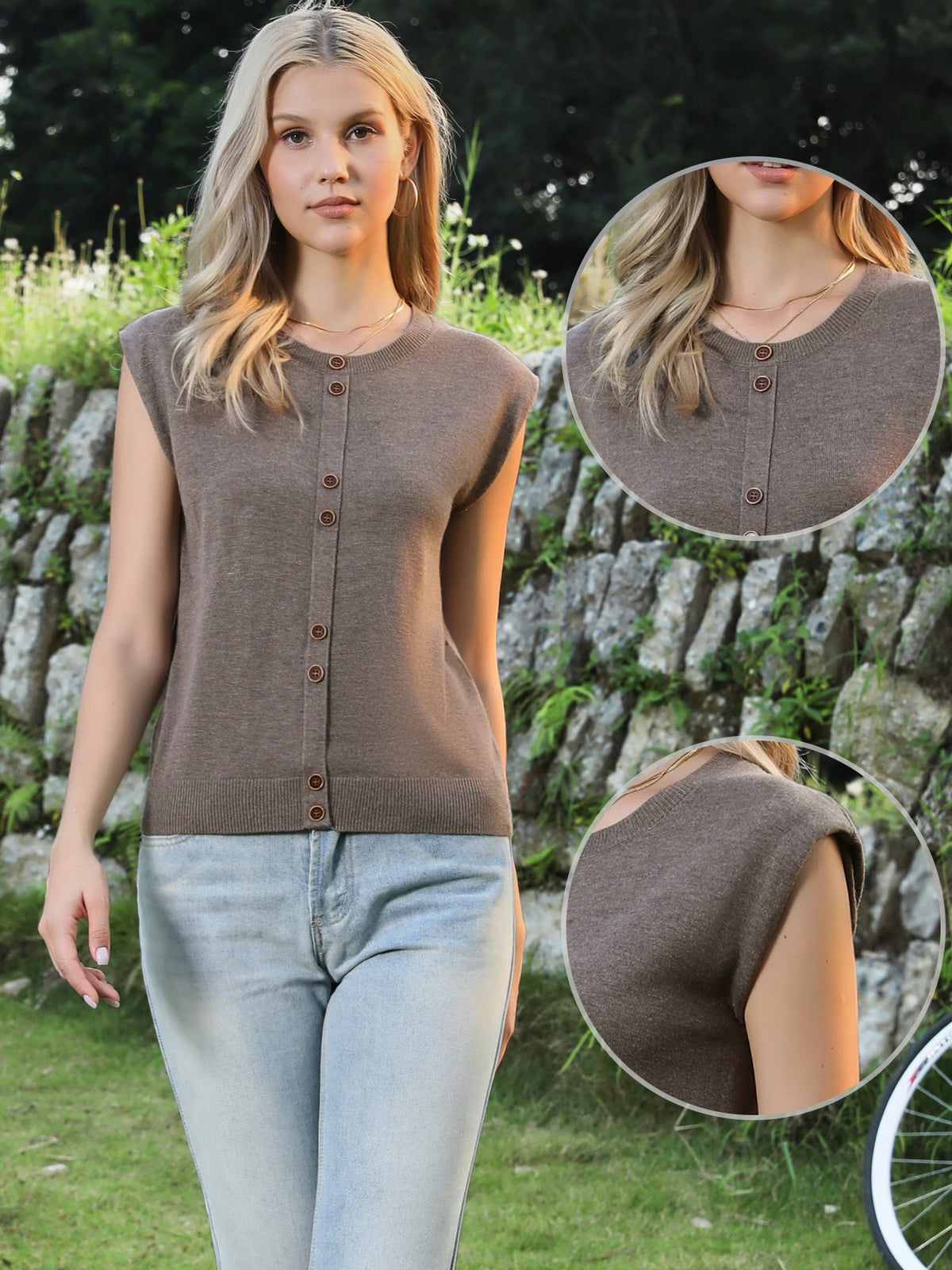 Crew Neck Cap Sleeve Lightweight Casual Pullover Knitted Tops