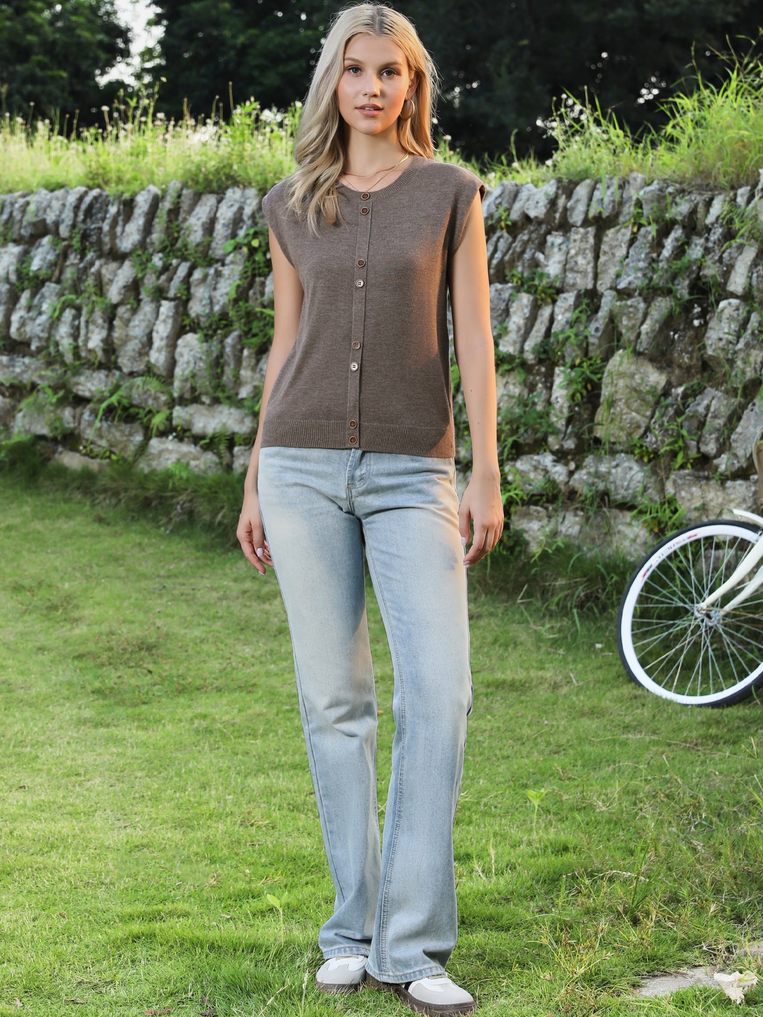 Crew Neck Cap Sleeve Lightweight Casual Pullover Knitted Tops