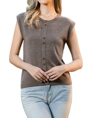 Crew Neck Cap Sleeve Lightweight Casual Pullover Knitted Tops