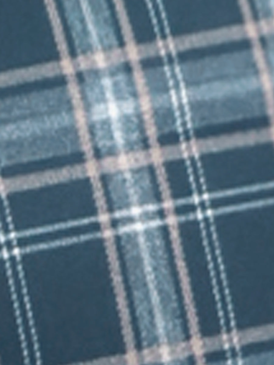 Plaid Cropped Trousers Button Casual Tartan Check Work Pants