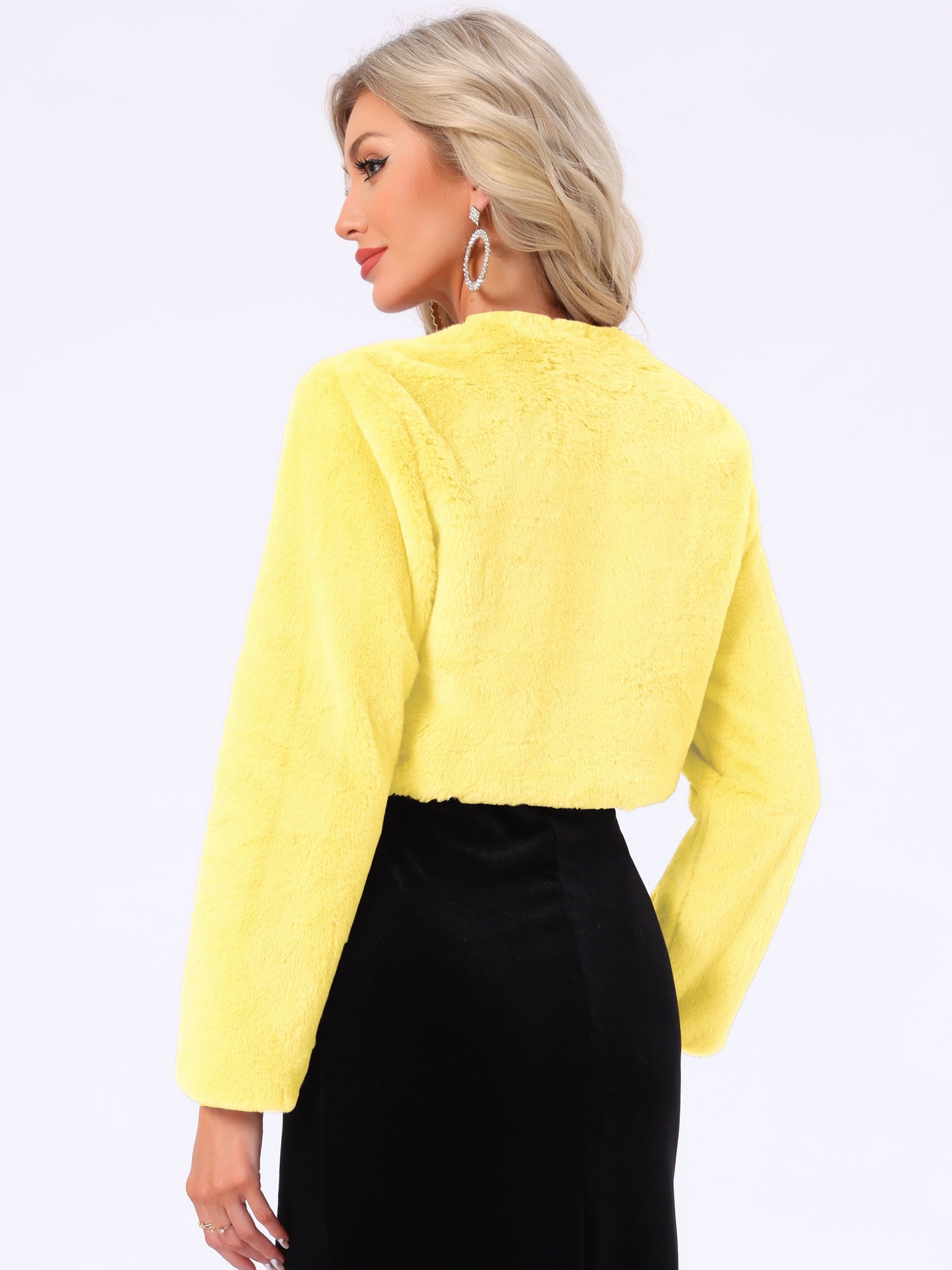 Faux Fur Evening Open Front Bolero Cropped Jacket Shrug