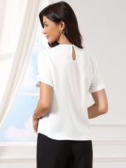 Solid Color Short Sleeve Business Casual Blouse