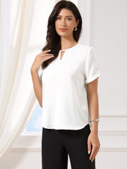 Solid Color Short Sleeve Business Casual Blouse