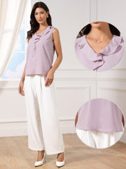 Sleeveless Ruffle V Neck Dressy Casual Blouses