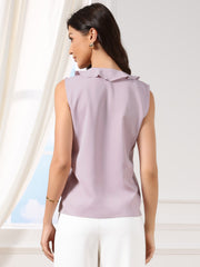 Sleeveless Ruffle V Neck Dressy Casual Blouses