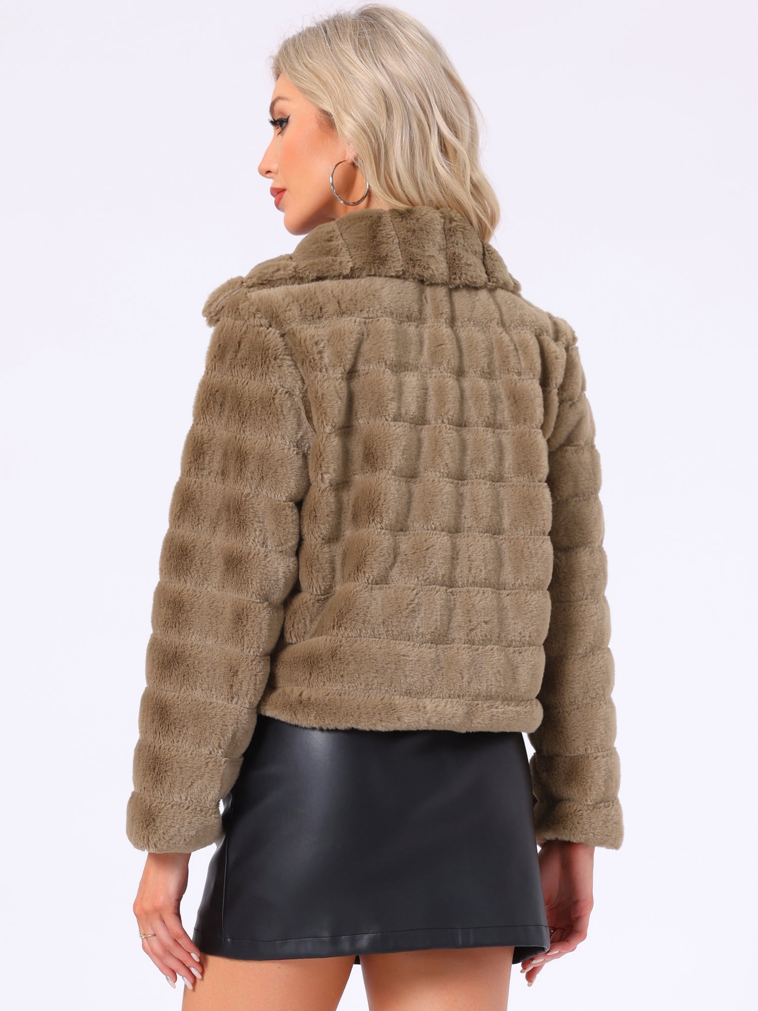 Fluffy Collar Warm Winter Cropped Faux Fur Coat
