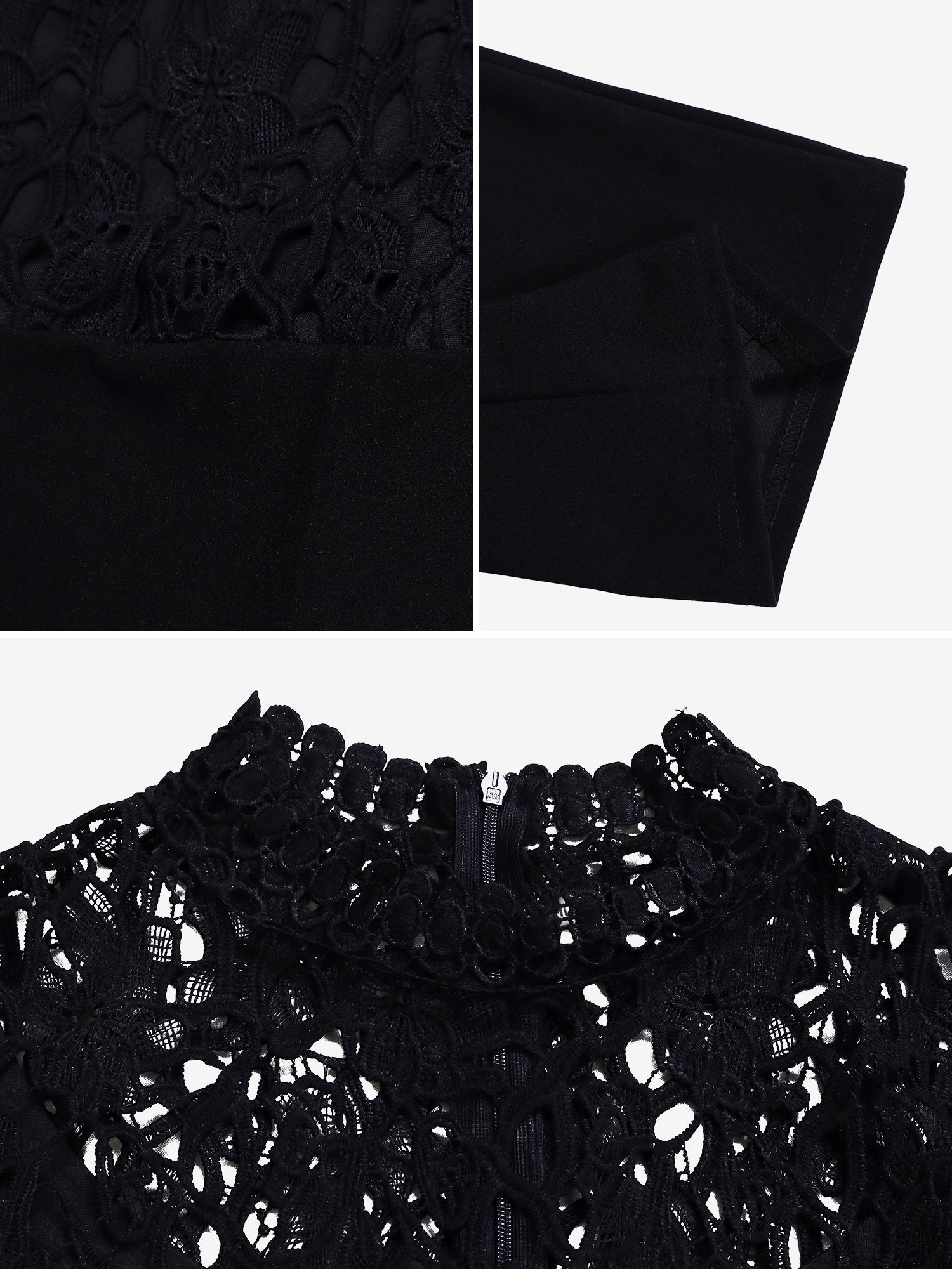 Lace Hollow Short Sleeves High Waist Straight Legs Jumpsuits