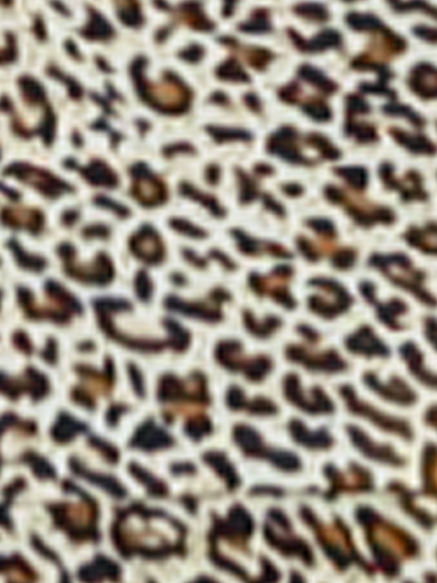 Leopard Crew Neck Ruched Short Sleeve Knee Length A Line Dress
