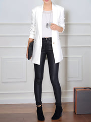 Shawl Collar One Button Mid Length Blazer