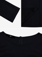 Colorblock Round Neck 3/4 Sleeves Slit Sheath Dress