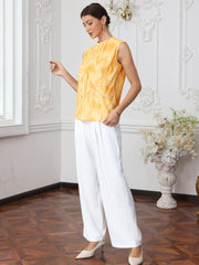Sleeveless Floral Business Casual Work Blouse Top