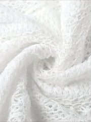 Solid Color Long Sleeves Knitted Sheer Crochet Blouse