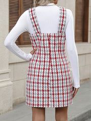 Tweed Plaid Sleeveless Mini Suspender Dress