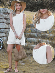Eyelet Sleeveless Summer Casual A Line Mini Dress
