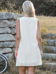 Eyelet Sleeveless Summer Casual A Line Mini Dress