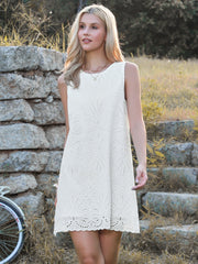 Eyelet Sleeveless Summer Casual A Line Mini Dress