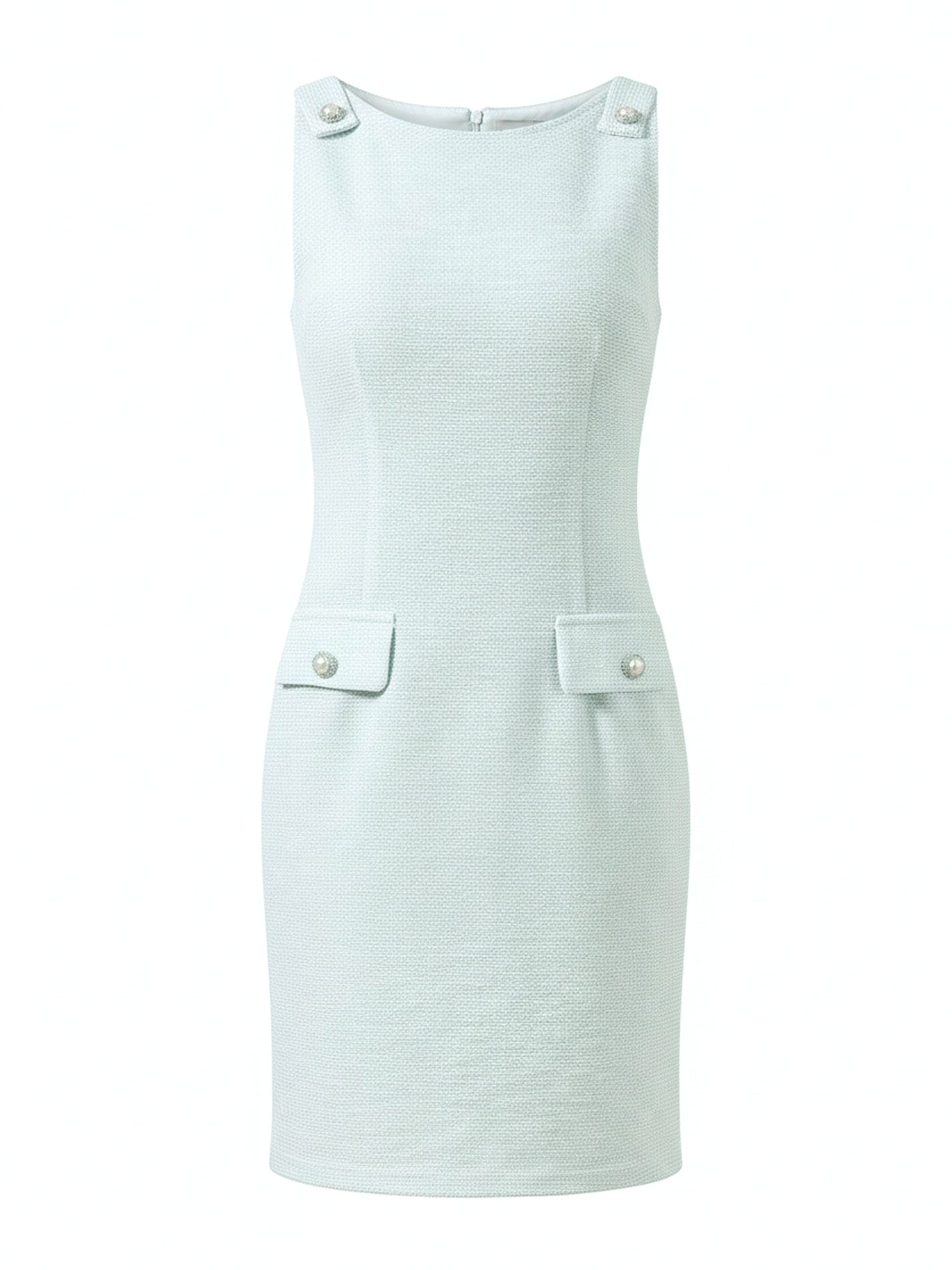 Tweed Sleeveless Boat Neck Work Office Sheath Dress