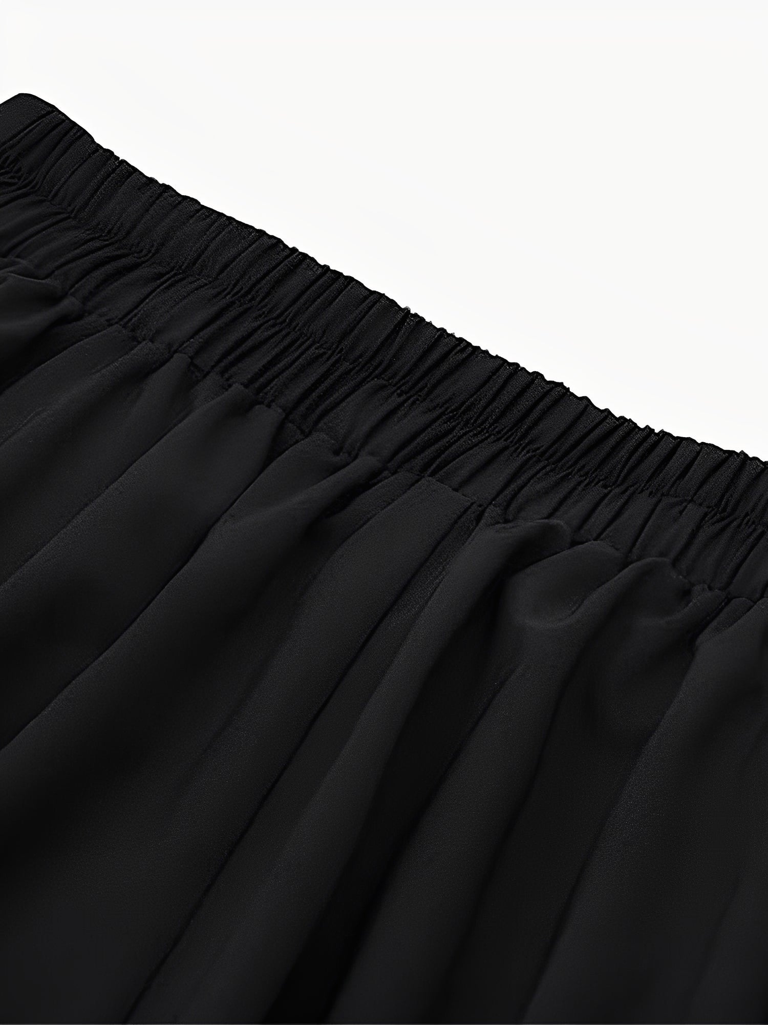 Solid Color Pleated Elastic Waist Pocketed A-Line Midi Skirt