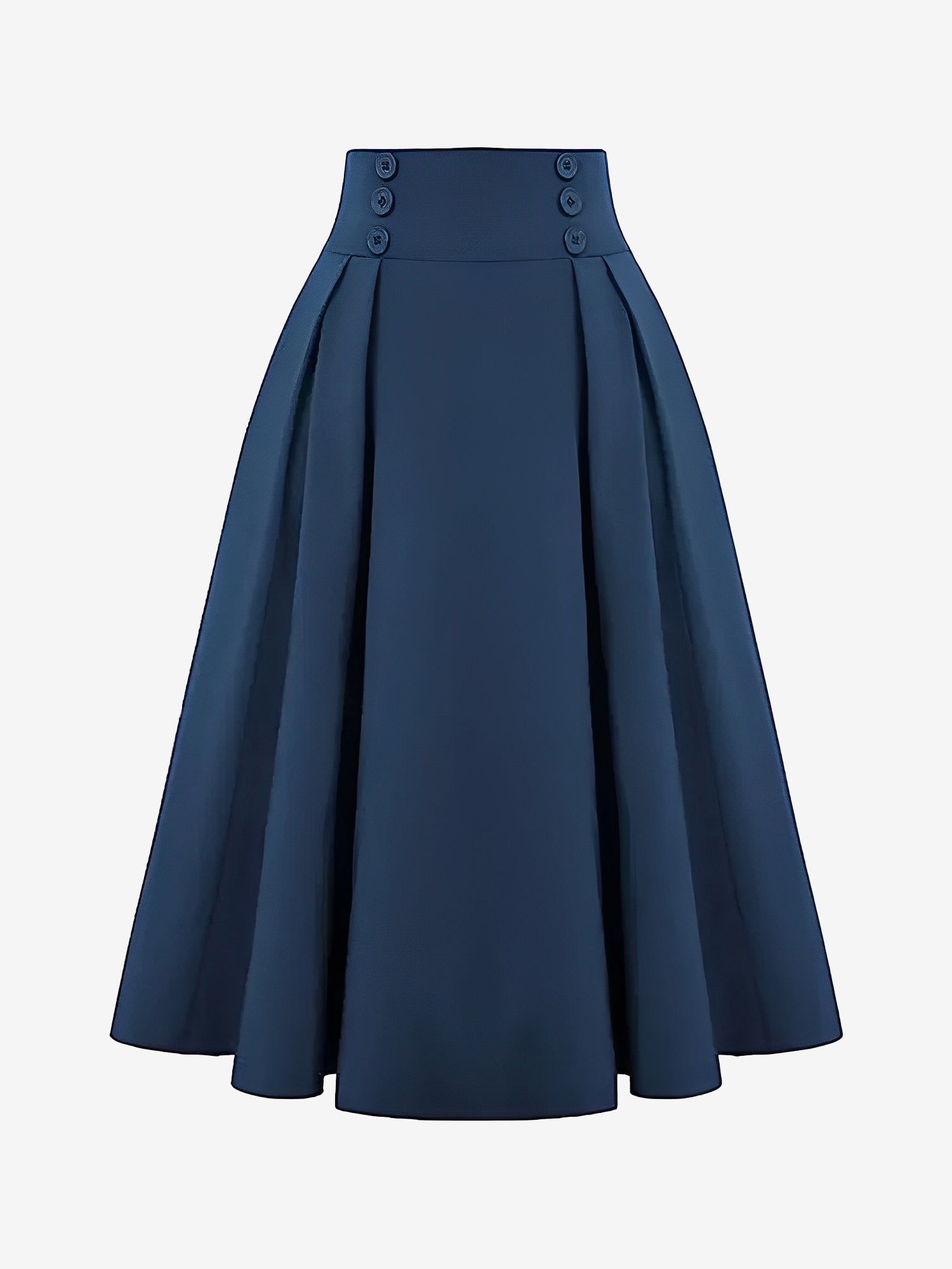 Solid Color Pleated Elastic Waist Pocketed A-Line Midi Skirt