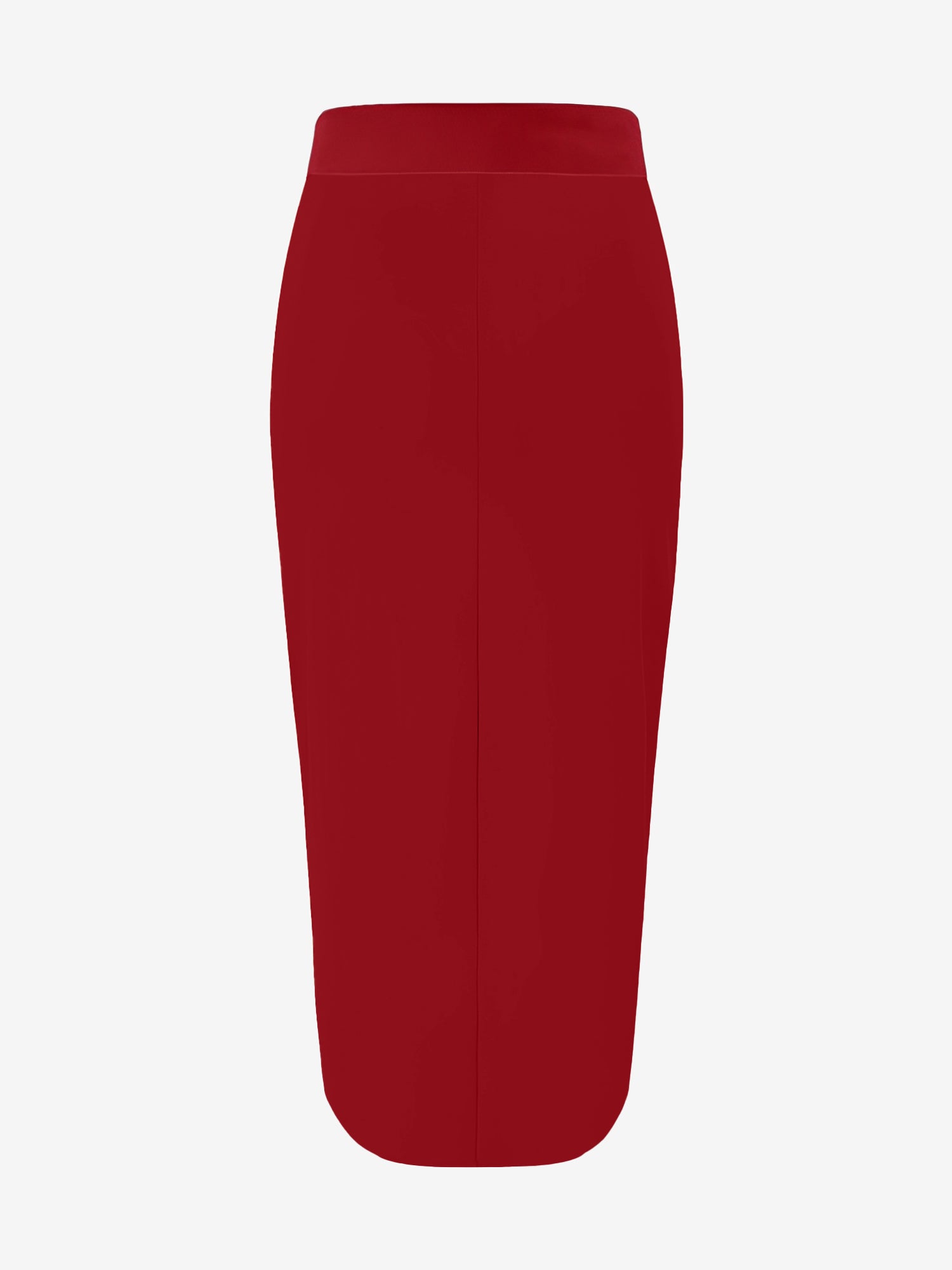 Solid Color High Waist Slit Midi Pencil Skirt