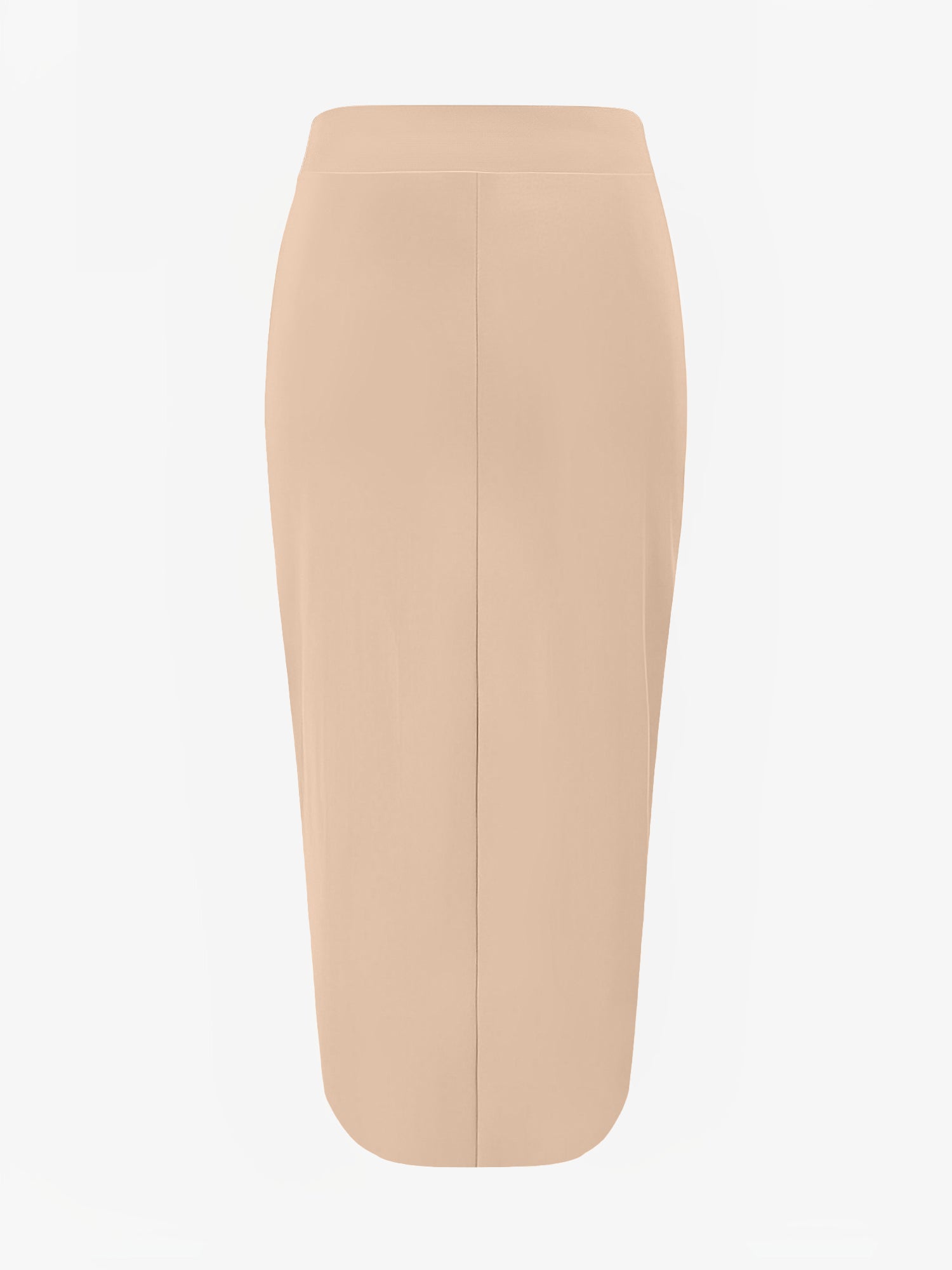 Solid Color High Waist Slit Midi Pencil Skirt