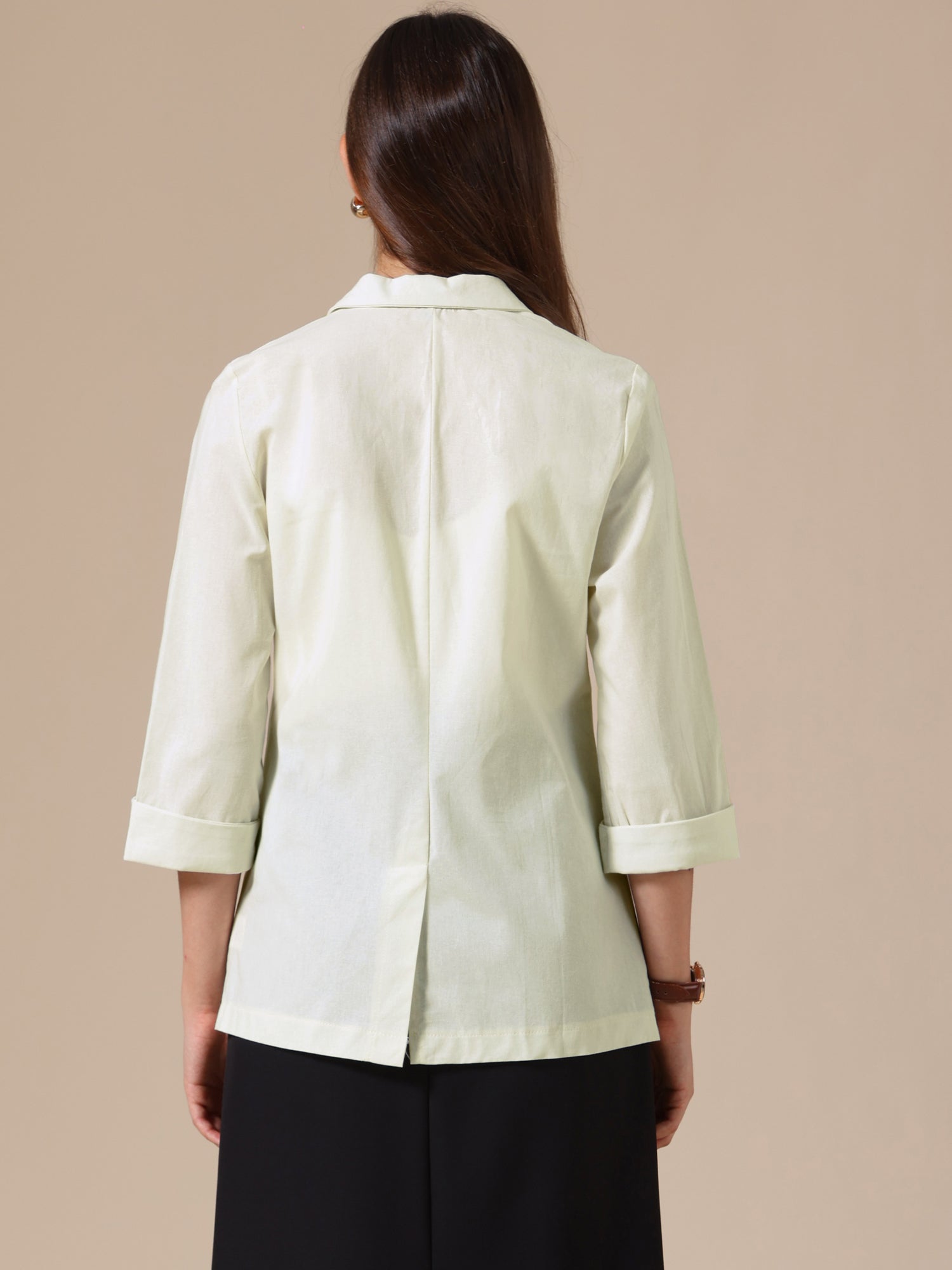 3/4 Sleeve Lightweight Cotton Linen Casual Blazer