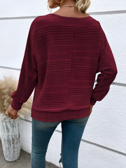 Round Neck Batwing Sleeve Solid Color Blouse