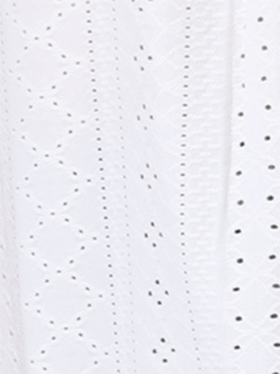 Eyelet Sleeveless Notch Neck Loose Fit Casual Tank Top