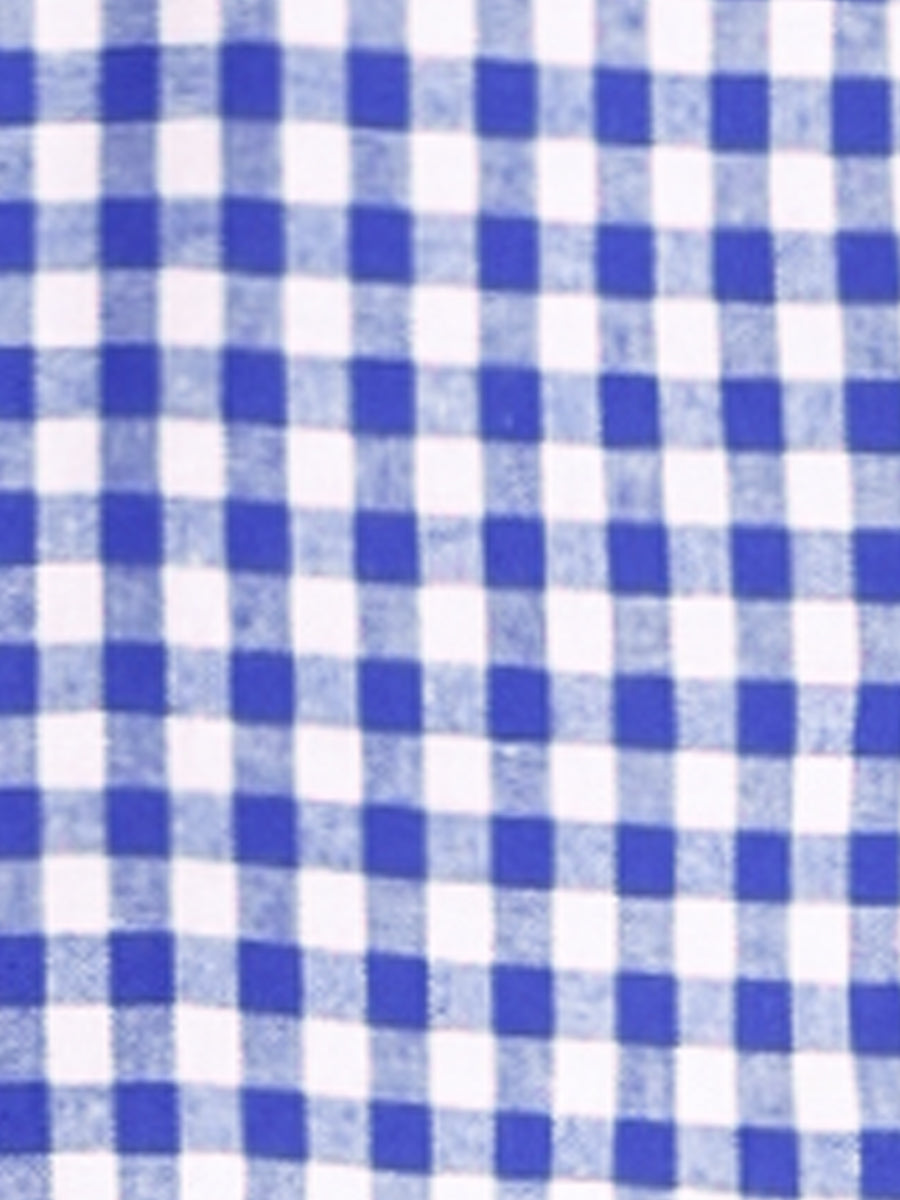 Gingham Cap Sleeves Button Down Blouse