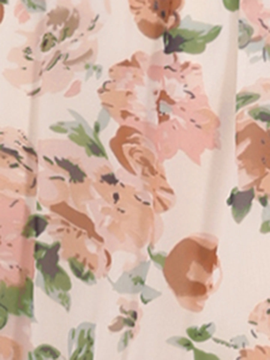 Chiffon Floral Printed Long Tiered Ruffle Boho Midi Skirt