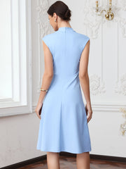 Cap Sleeve Pockets Midi Length Office Work Dress