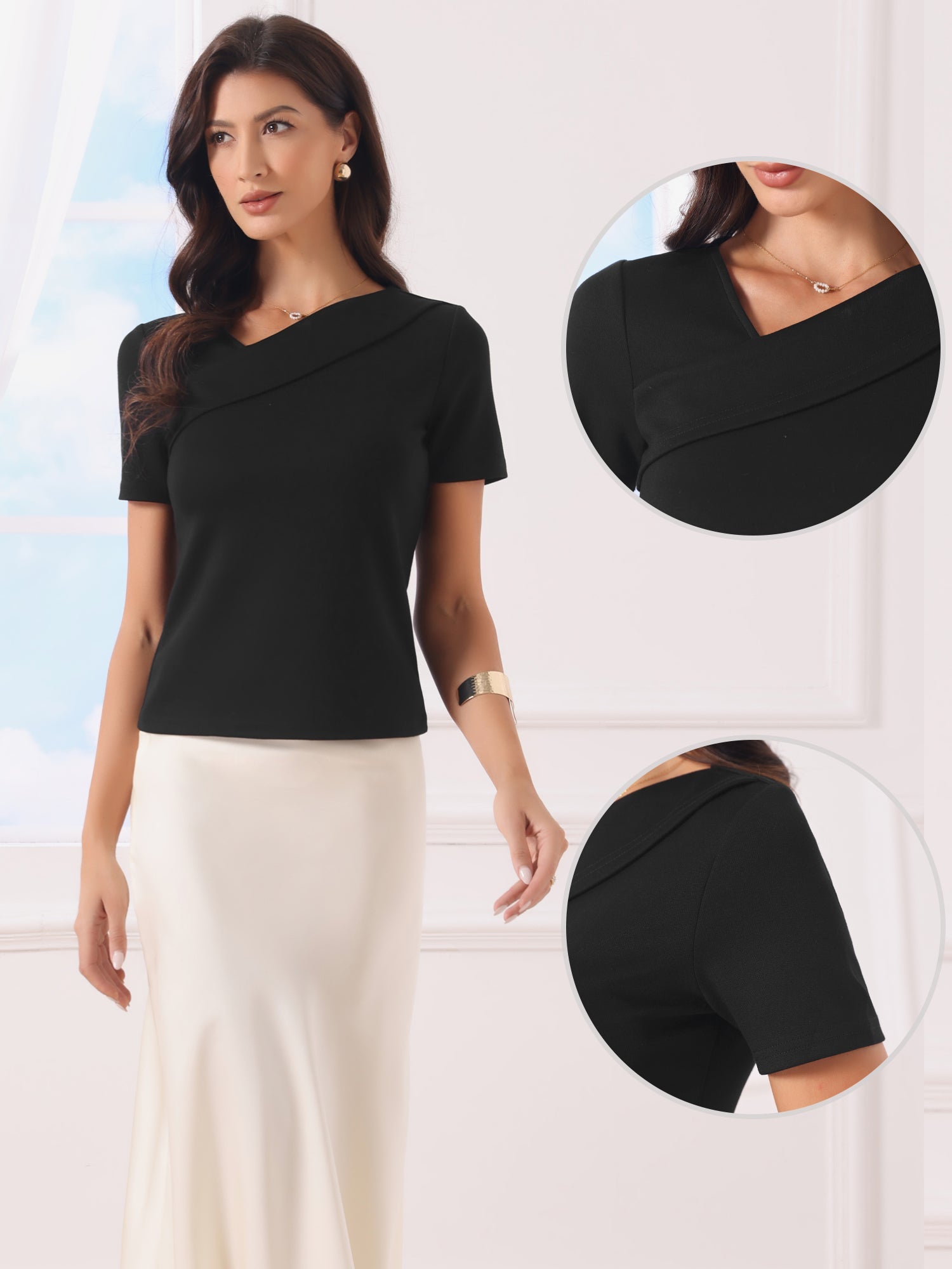 Asymmetrical Neck Slim Fit Going Out Tops
