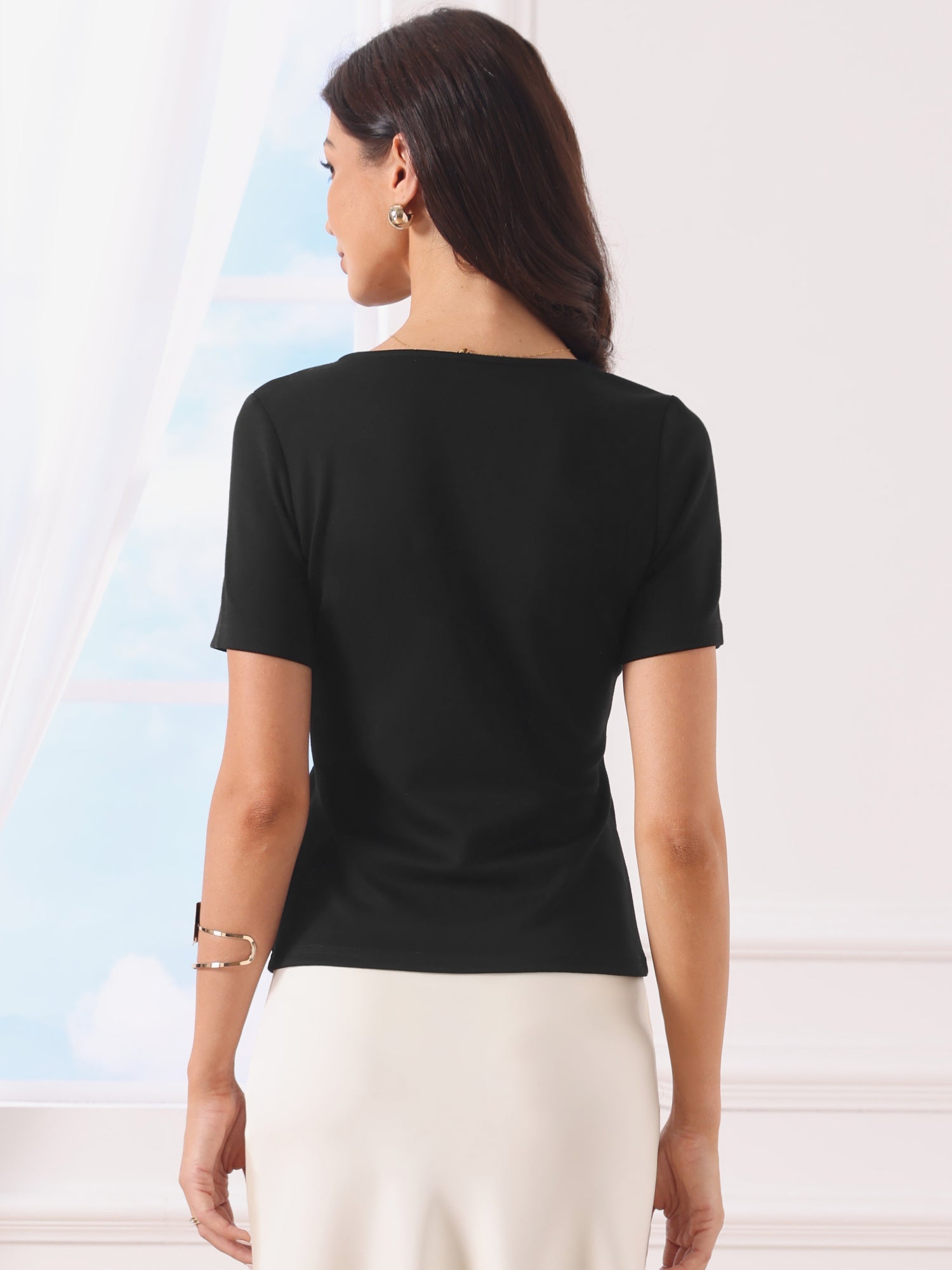 Asymmetrical Neck Slim Fit Going Out Tops