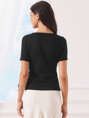 Asymmetrical Neck Slim Fit Going Out Tops