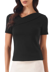 Asymmetrical Neck Slim Fit Going Out Tops