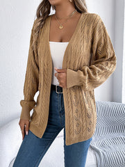 Casual Solid Color Hollow Long Sleeves Cardigan