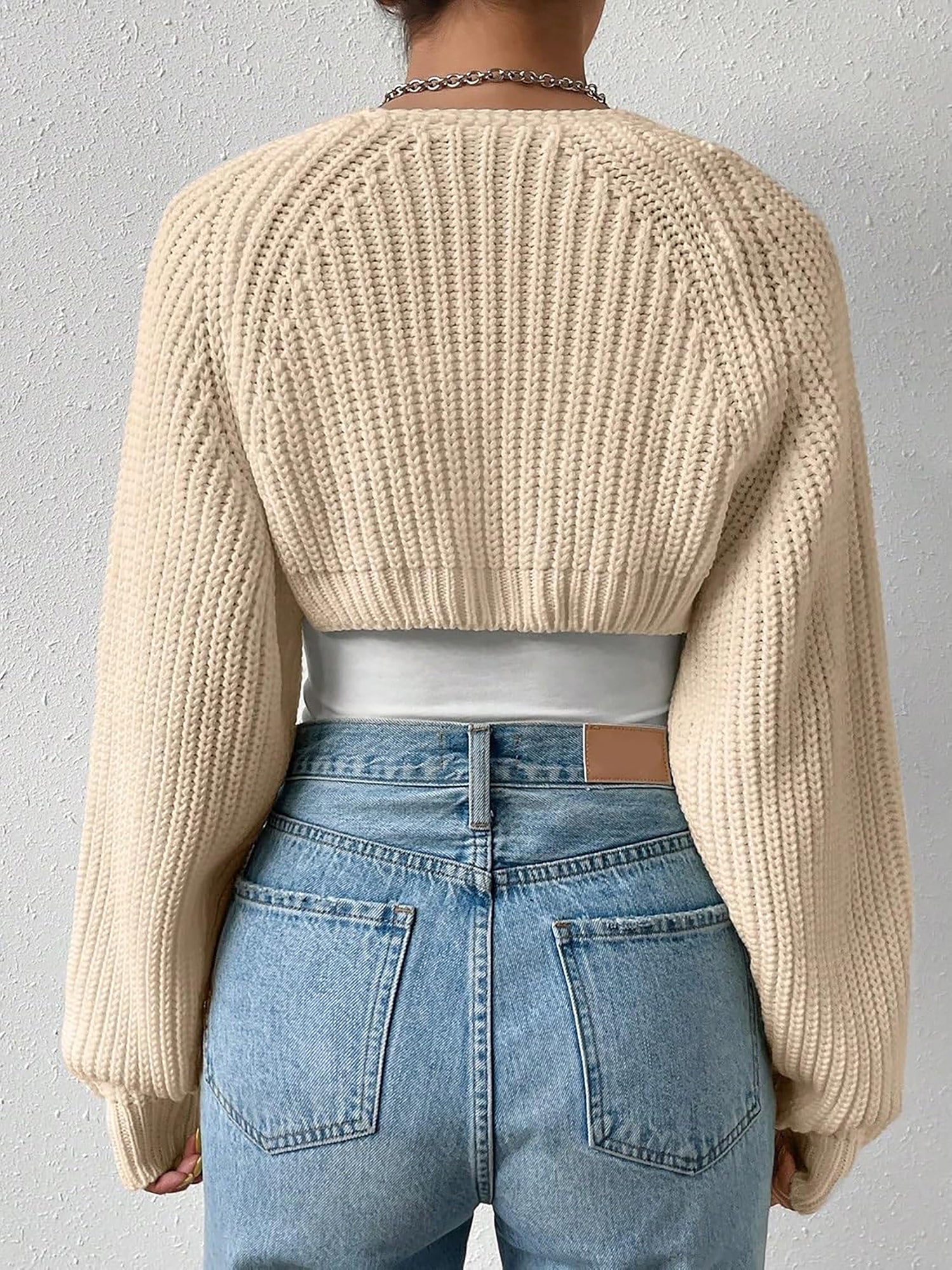 Ribbed Knit Open Front Long Sleeves Cardigan Shrugs