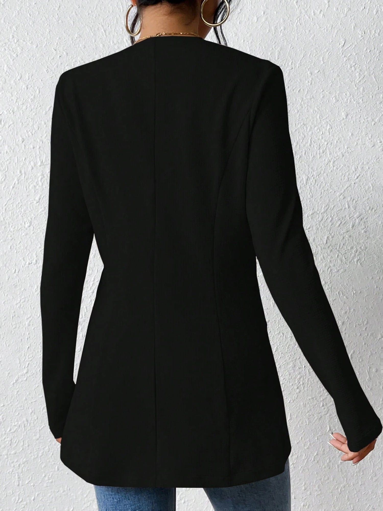 Single Button Solid Color Long Sleeve Jacket
