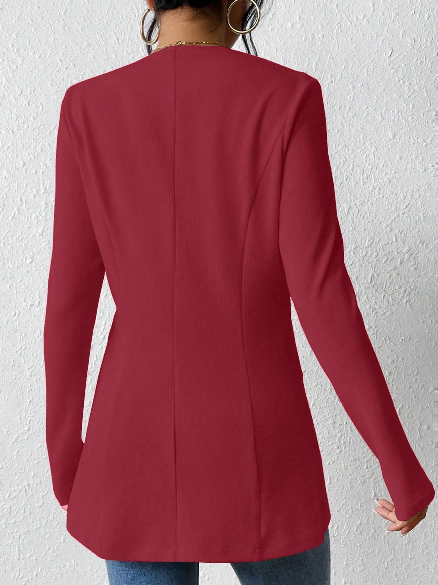 Single Button Solid Color Long Sleeve Jacket