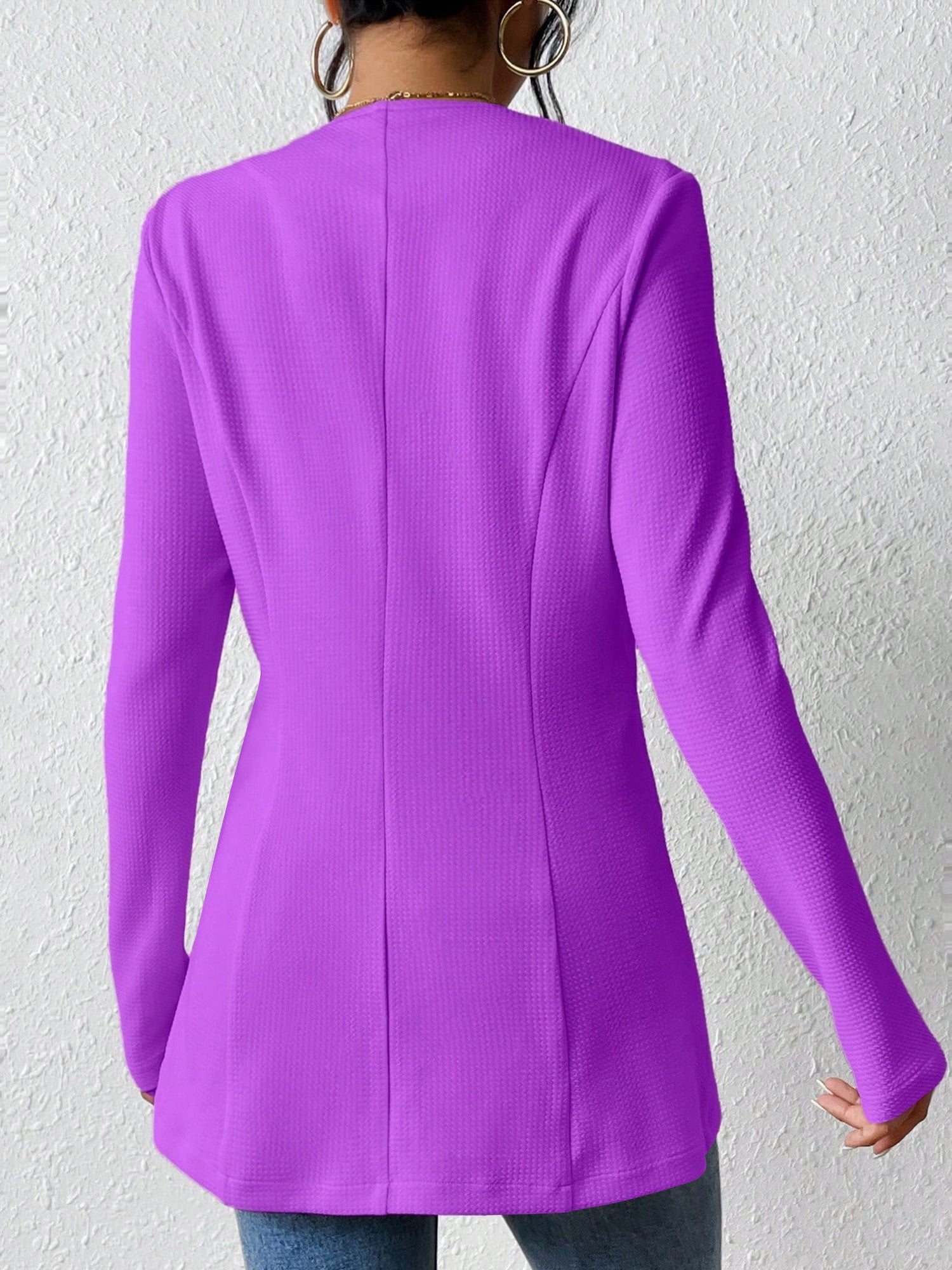 Single Button Solid Color Long Sleeve Jacket