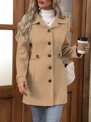 Women's Lapel Long Sleeve Button Down Solid Color Jacket