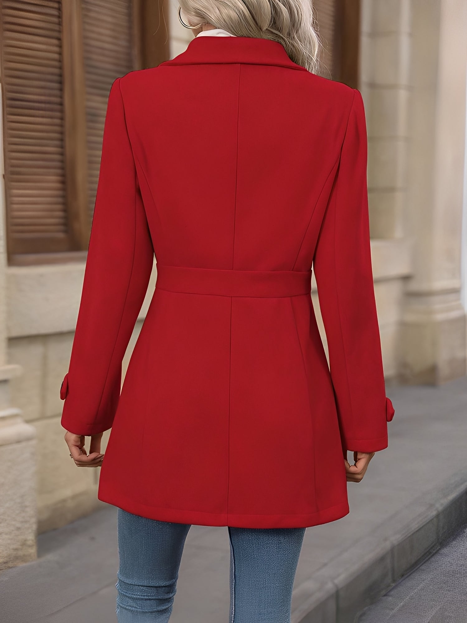 Women's Lapel Long Sleeve Button Down Solid Color Jacket